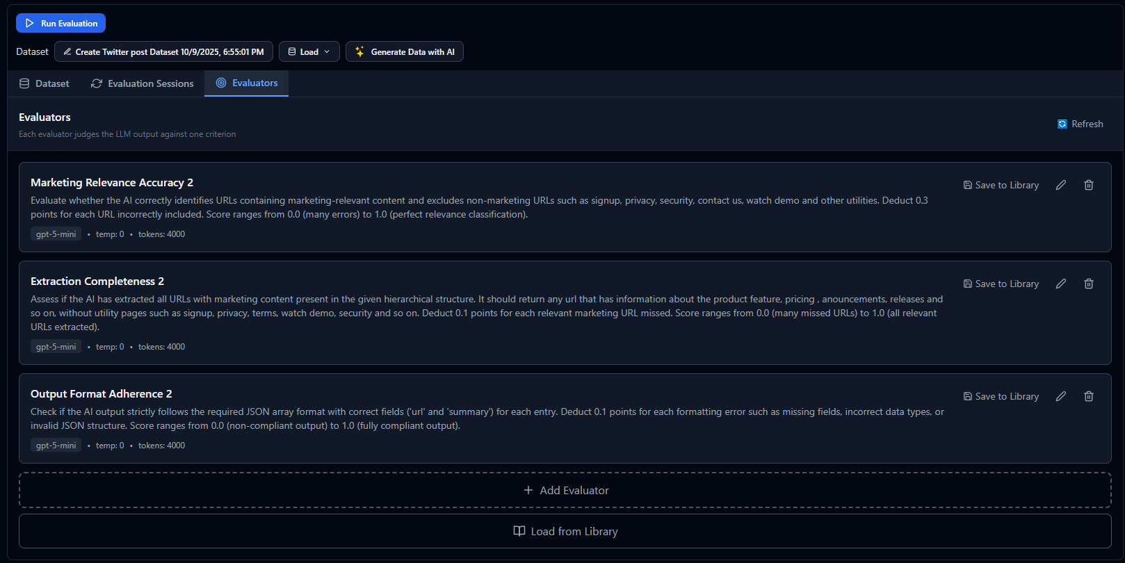 Scoring rubrics, written once - Evaligo A/B testing